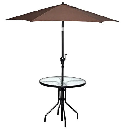 Costway 32-Inch Outdoor Patio Round Table  Tempered Glass Top with Powder-Coated Base
