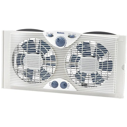 Holmes Dual-Blade Window Fan  3-Speed Thermostat Control, Fits 2437″ Windows, White Finish