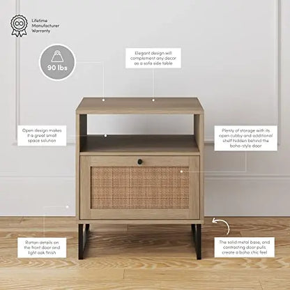 Nathan James Mina Side, End Table Wood Finish   Matte Accents with Storage