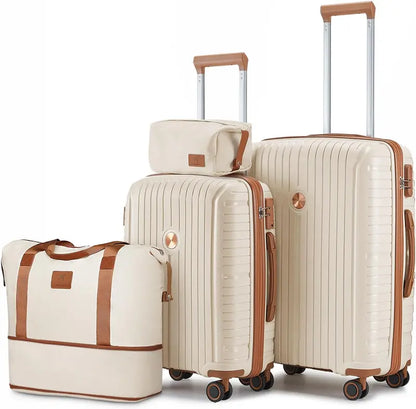 Lightweight 5-Piece PP Hardshell Carry-On Luggage Set  Dual Spinner Wheels & TSA Lock Travel Suitcases