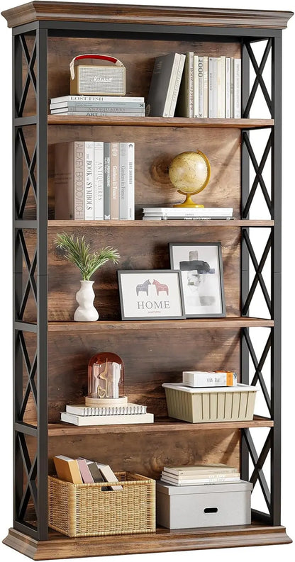 Tall 6-Tier Industrial Bookcase  71-Inch Floor-Standing Display Shelf for Living Room or Home Office