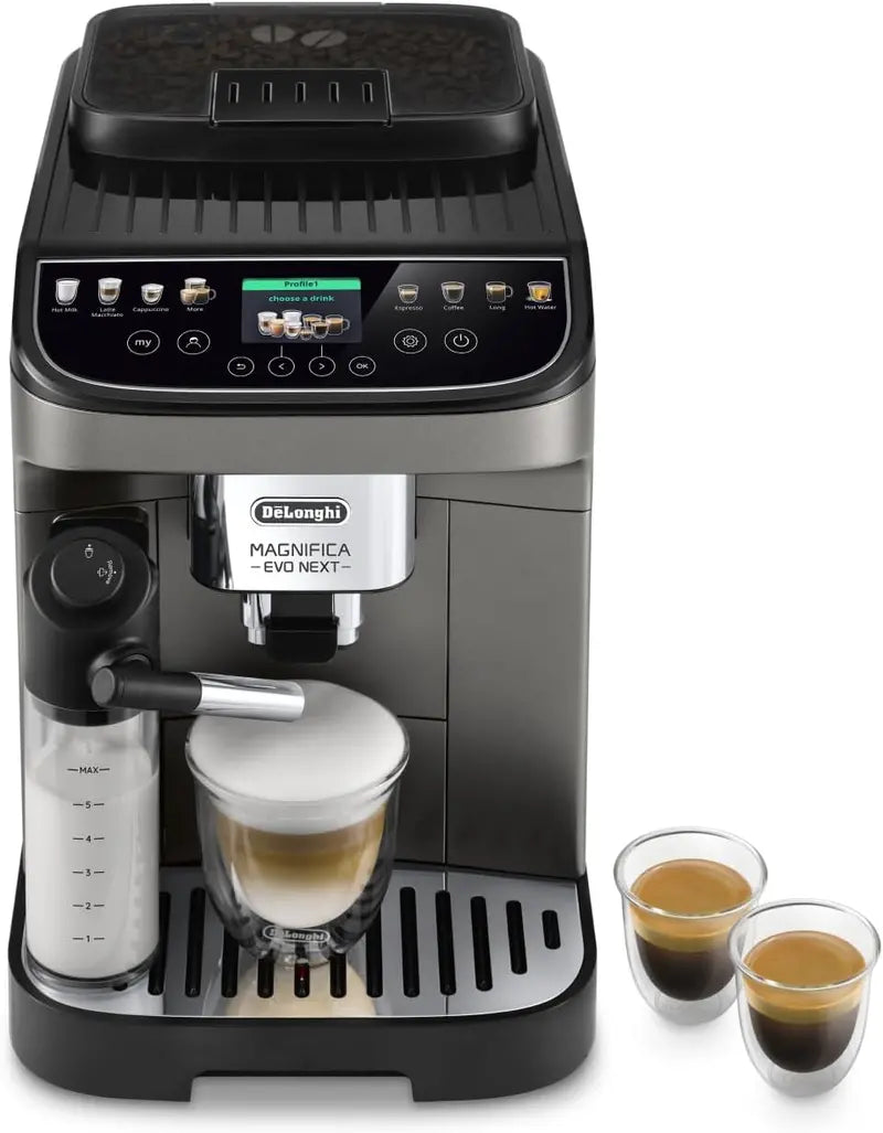 De’Longhi Magnifica Evo ECAM29281.B Fully Automatic Espresso Machine with LatteCrema System, 7 One-Touch Coffee Options, Dual-Boiler Function, Matte Black
