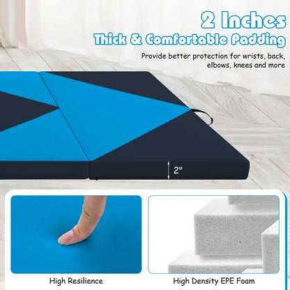 8-Foot Folding Tumbling Mat  4-Inch Thickness, Hook-and-Loop & Carry Handles