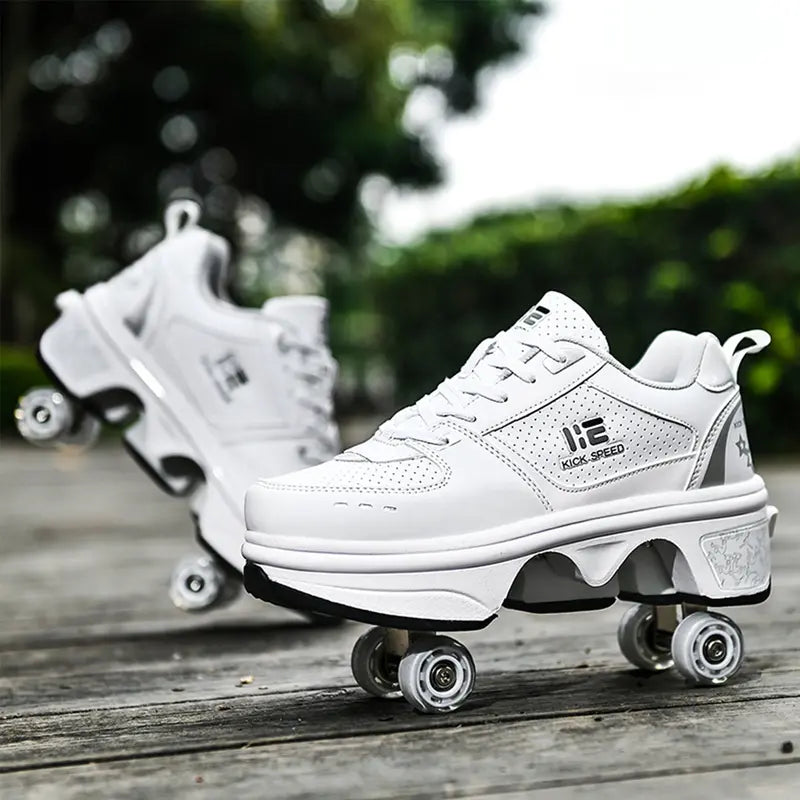 KOFUBOKE Roller Skate Shoes  Sneakers  Roller Shoes 2-in-1 Suitable for Outdoor Sports Skating Invisible Roller Skates The Best Choice for Building Confidence Style