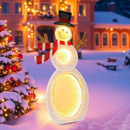 2.6-Foot 2D Lighted Snowman — Pre-Lit Decoration Featuring Three Infinity Mirror Effects
