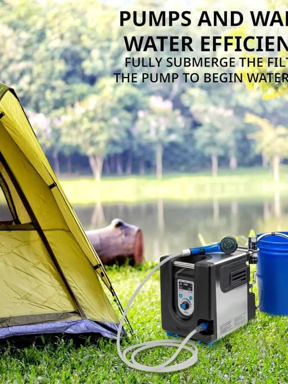 Portable Propane Water Heater & Shower Pump with LCD, Battery & Safety Shutoff  Instant Hot Water for Camping & Hiking