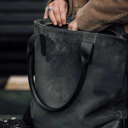 Suede Tote - Storm Grey