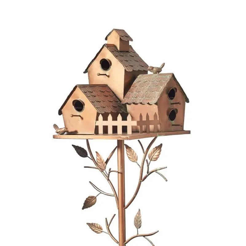 Decorative Birdhouse Garden Stakes  Rustic Lawn & Yard Accent Set