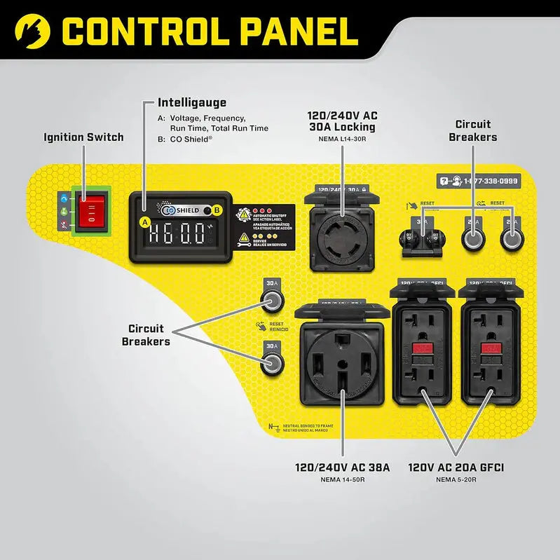9000W Wireless Start Portable Generator  CO Shield Safety Technology & Smart Monitoring