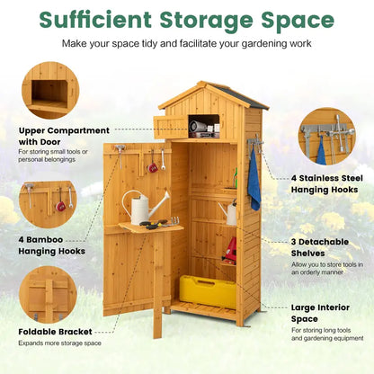 Lockable Wooden Outdoor Storage Shed  Garden Cabinet with Secure Doors