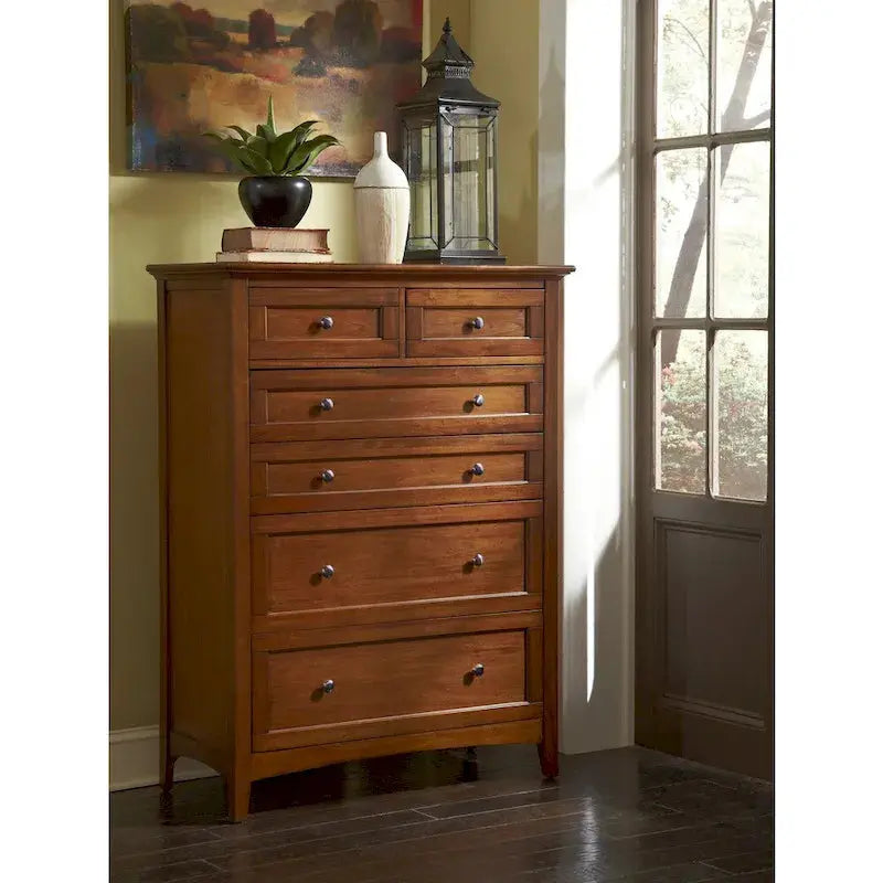 Aiden Solid Wood 6-Drawer Chest  Rustic Farmhouse Bedroom Storage