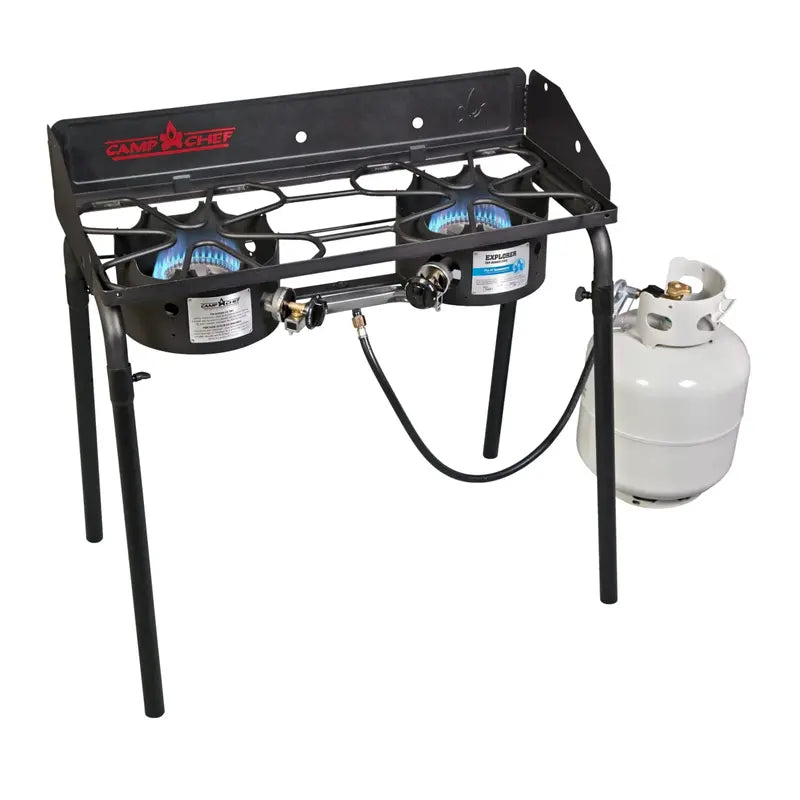 Camp Chef Explorer 2-Burner Camping Stove with Detachable Legs and Windscreen