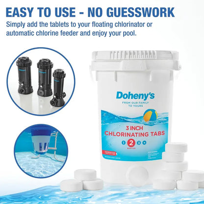 Doheny’s Premium 3″ Stabilized Chlorine Tablets  99% Pure Tri-Chlor, Slow-Dissolving, Individually Wrapped, 50 lb Pail