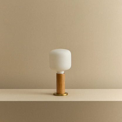 Knuckle Table Lamp in Oak + Oblo