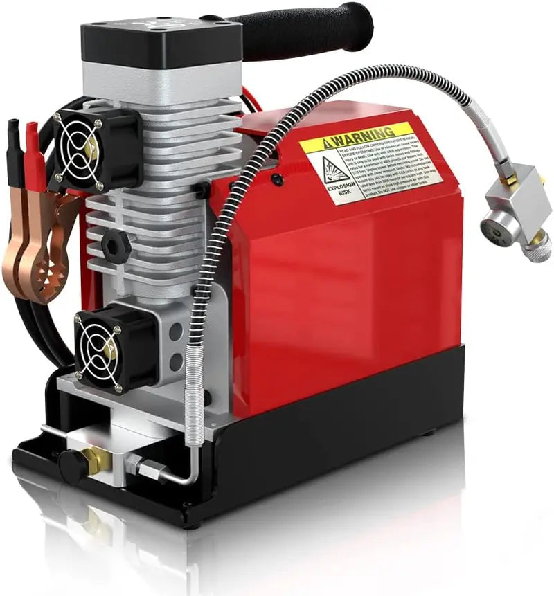 CS2 Portable PCP Air Compressor  4500 PSI Oil-Free Unit with Dual Power Input (12V DC / 110V AC) & Moisture-Oil Separator