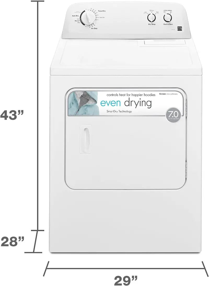 Kenmore 29-Inch Front-Load Electric Dryer  7.0 Cu. Ft. Capacity, Wrinkle Guard, White
