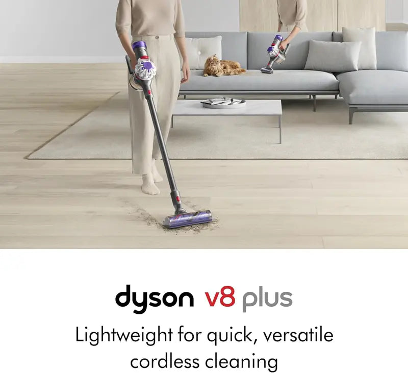 Dyson V8 Plus Cordless Vacuum: Enhanced 115AW Suction, 2 Power Modes & 40-Min Runtime — Handheld Conversion & Deep-Clean Performance