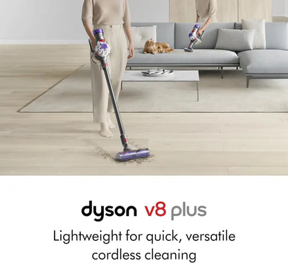 Dyson V8 Plus Cordless Vacuum: Enhanced 115AW Suction, 2 Power Modes & 40-Min Runtime — Handheld Conversion & Deep-Clean Performance