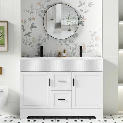 Wavy Line Bathroom Vanity Set  30″, 36″, 48″ Options with Pre-Installed Sink & Faucet