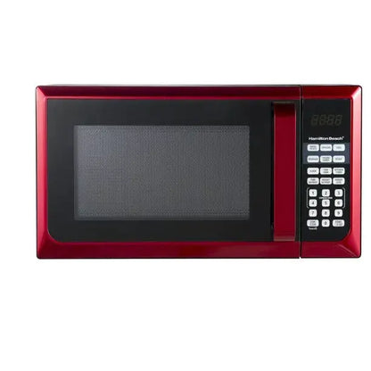 Hamilton Beach 0.9 Cu. Ft. Red Stainless Steel Microwave Oven, 900W, LED Display