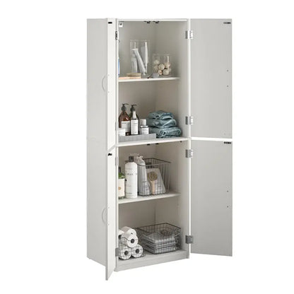 Mainstays 4-Door 5′ Storage Cabinet, White Stipple