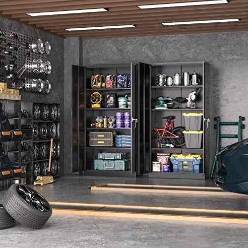 Atripark Industrial-Grade 72″ Lockable Steel Storage Cabinet  Secure Garage or Workshop Tool Storage