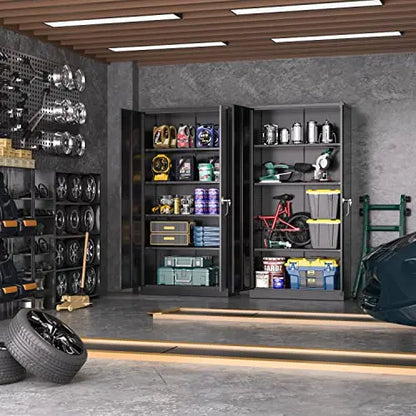 Atripark Industrial-Grade 72″ Lockable Steel Storage Cabinet  Secure Garage or Workshop Tool Storage