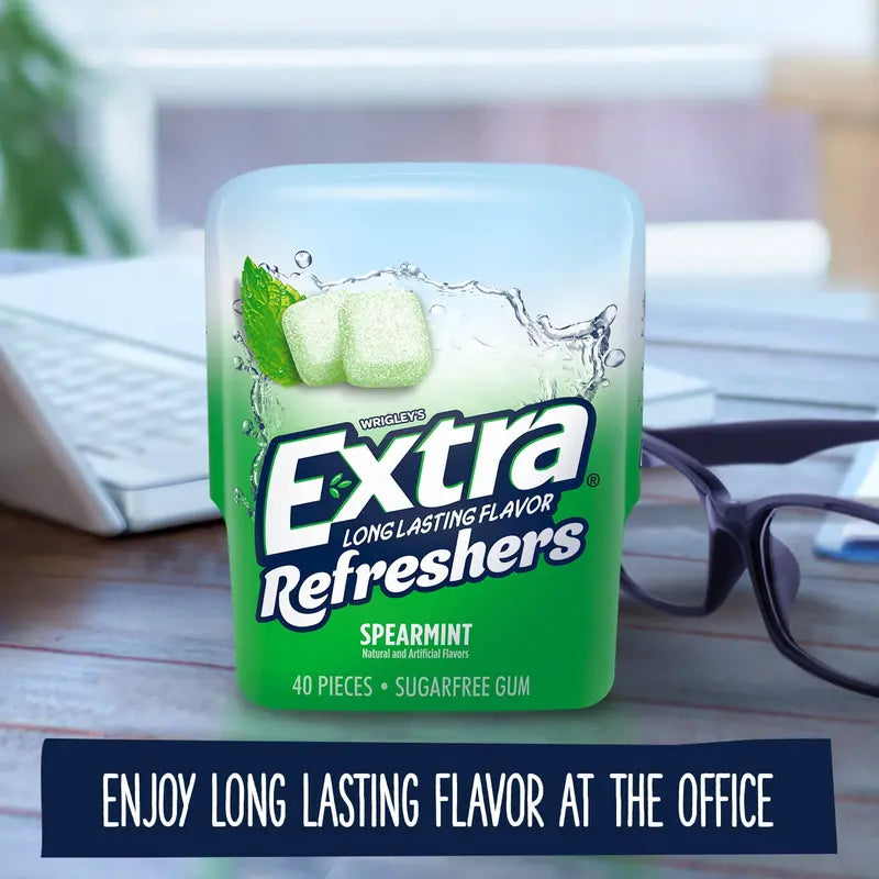 Extra Refreshers Spearmint Sugar Free Chewing Gum  40 Pieces Bottle