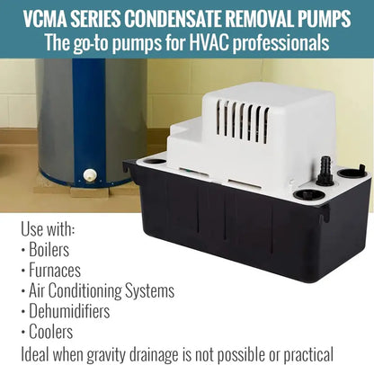 Little Giant 554405 65 GPH Condensate Pump with Safety Switch, White, VCMA-15ULS