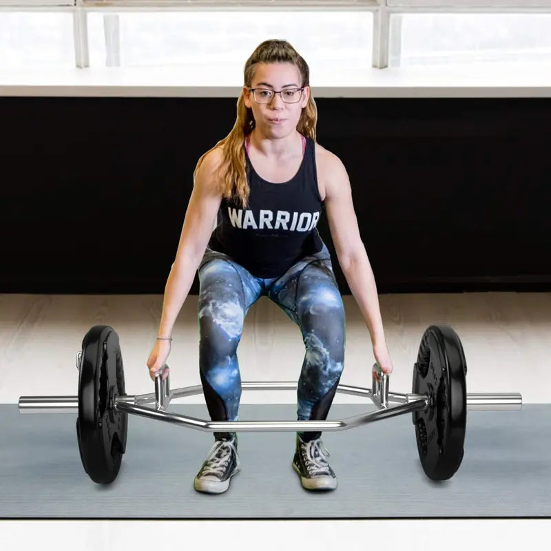 56-Inch Foldable Olympic Hex Bar  Trap Bar with Knurled Handles for Strength Training
