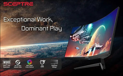 Sceptre 34″ Ultrawide Curved Monitor  WQHD Resolution, 165Hz Refresh Rate