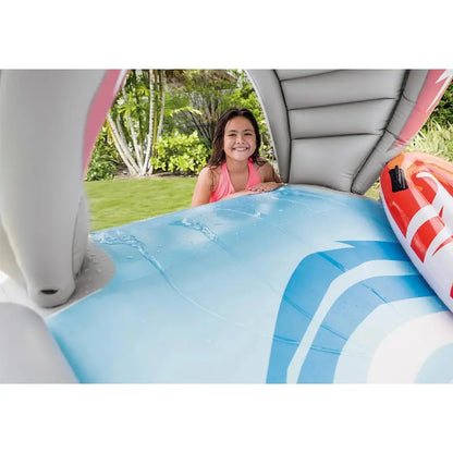 Backyard Inflatable Water Slide with Surf Rider Zones and Built-In Electric Air Pump for Quick Setup