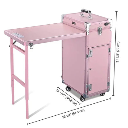 BYOOTIQUE Mobile Nail & Makeup Station  Rolling Cosmetic Trolley with Mirror and 4 Drawers