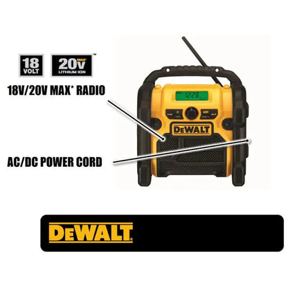 2025 20-Volt MAX Compact Worksite Radio  Corded/Cordless Dual-Power Audio System for Jobsite Use