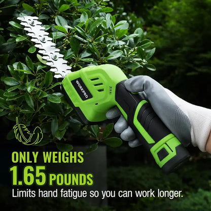 WORKPRO 12V Cordless 2-in-1 Grass & Hedge Trimmer  Includes 2.0Ah Battery + 1-Hour Fast Charger