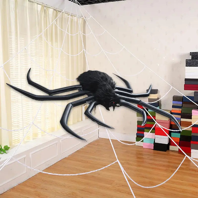 Large Outdoor Halloween Inflatable Spider with Built-In LED Lights