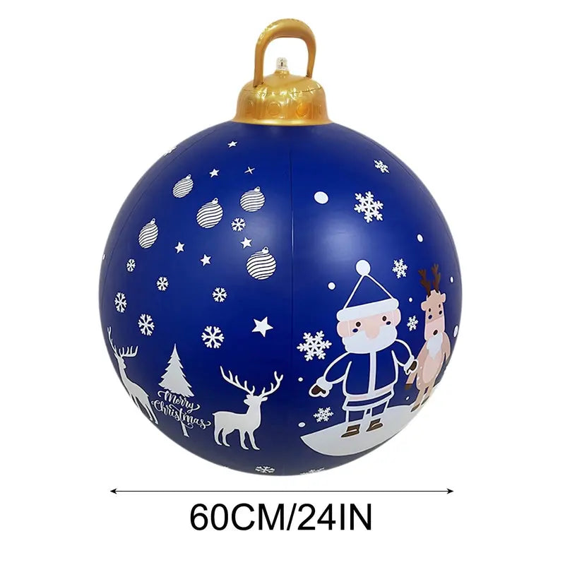 24″ Giant Durable PVC Christmas Inflatable Ball Ornament  Outdoor Yard Decoration