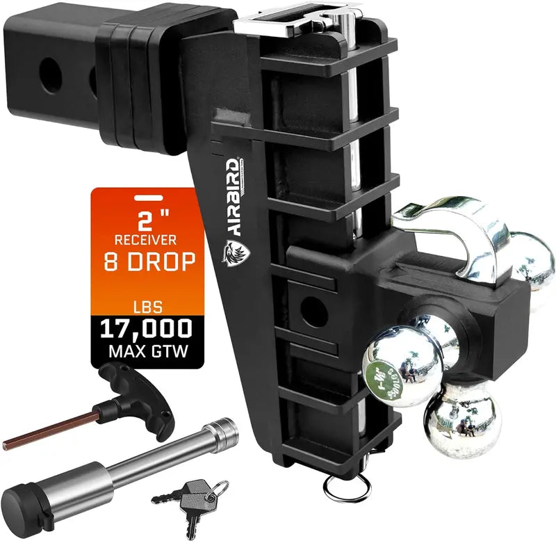 Heavy-Duty Tri-Ball Adjustable Trailer Hitch  2-Inch Receiver, 17,000 LB Capacity