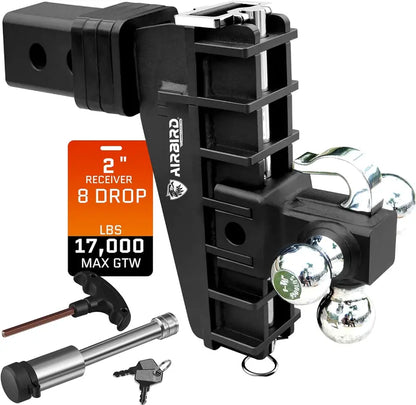 Heavy-Duty Tri-Ball Adjustable Trailer Hitch  2-Inch Receiver, 17,000 LB Capacity