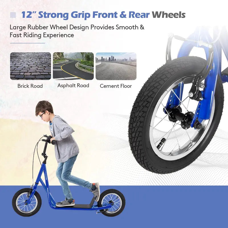 Dual-Purpose Kick Scooter  Lightweight Carbon Steel Frame for Kids and Adults