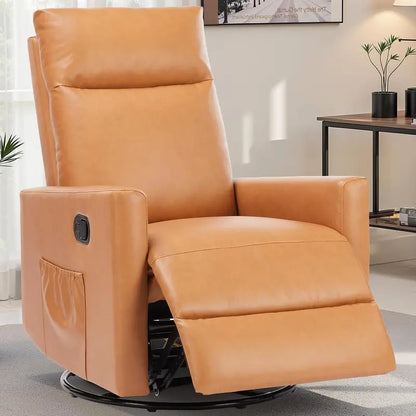 Extra-Large Swivel Rocking Recliner with Extended Footrest | High-Back Grey Upholstered Glider for Nurseries, Bedrooms, or Living Areas — Deep-Seat Comfort Design