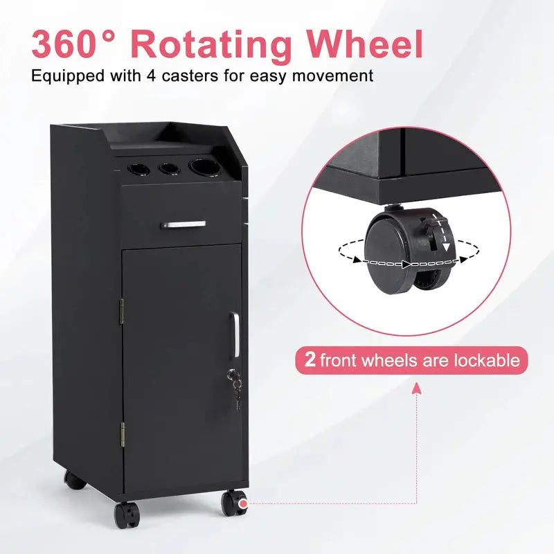 Winado Rolling Salon Storage Cart with Adjustable Shelves and Casters