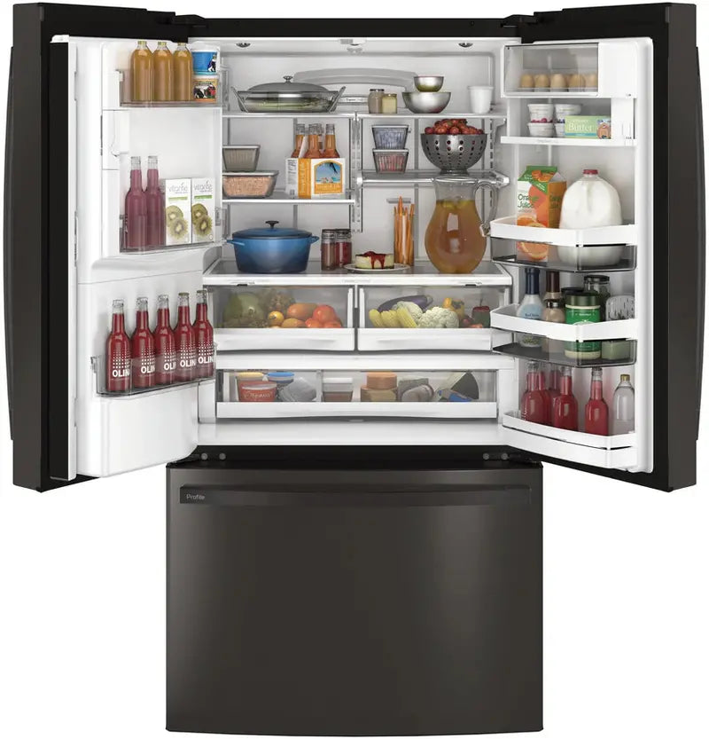 GE Appliances PFE28KBLTS French Door Refrigerator  36-Inch Wide, Black Stainless Steel Finish