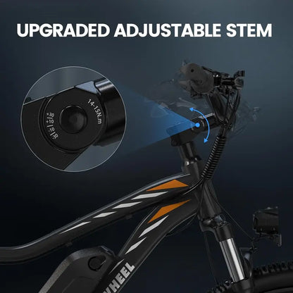 High-Power Electric Mountain Bike  1000W Peak Motor, 468Wh Removable Battery, 37 km/h Top Speed, Color LCD Display, All-Terrain E-Bike for Adults