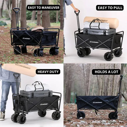 Heavy-Duty Folding Caravan Cart  350 lb Capacity Outdoor Rolling Grocery & Camping Trolley