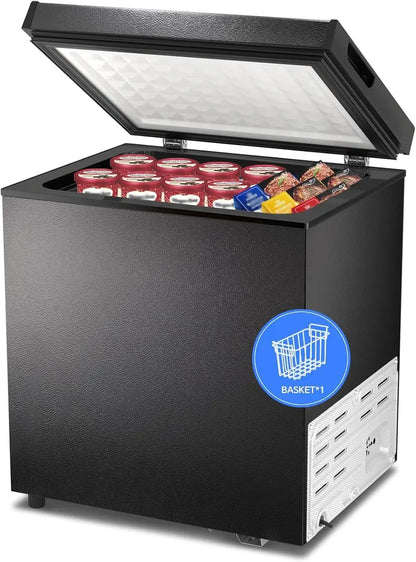 Kismile 3.0 Cu. Ft. Compact Top-Opening Chest Freezer with Dual Removable Baskets