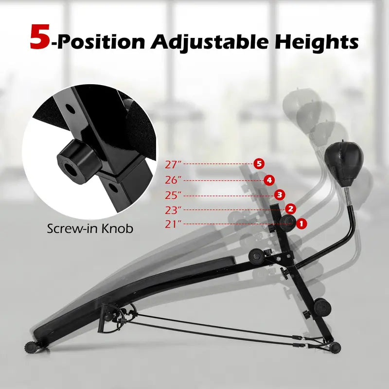 Foldable Decline Sit-Up Bench  Adjustable Slant Exercise Bench with Ergonomic Curved Design