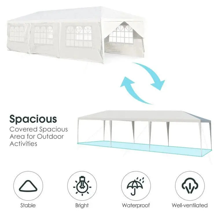 Premium 10×30 ft Pop-Up Canopy Tent with 8 Zippered Sidewalls  Heavy-Duty Outdoor Party Shelter for Events and Gatherings