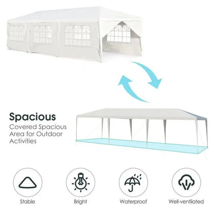 Premium 10×30 ft Pop-Up Canopy Tent with 8 Zippered Sidewalls  Heavy-Duty Outdoor Party Shelter for Events and Gatherings