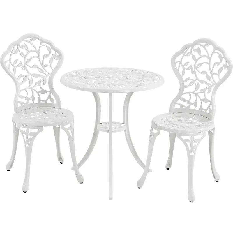 Yaheetech 3-Piece Aluminum Bistro Set  Antique-Finish Patio Chairs + Table
